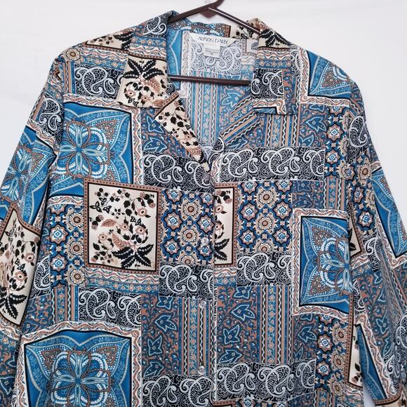 VTG -Allison Daley Women's Career Casual Button Up Blouse long Sleeves Size 16 - Picture 3 of 11